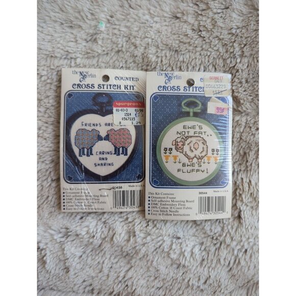 Lot of 2 New Berlin Co. Counted Cross Stitch Kits Friends Are Ewes Fluffy Vtg - Picture 1 of 2